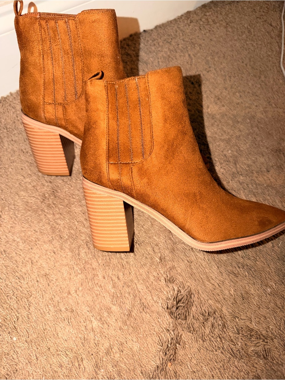 Imily Bela Pointed Toe Chunky Stacked Heel Ankle Booties Size 6.5